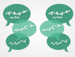 Illustration showing mirrored speech bubbles